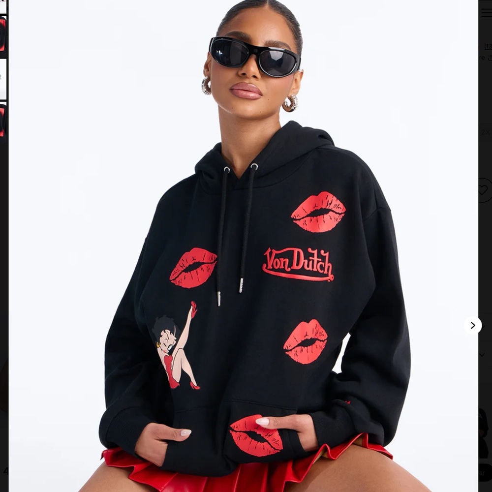 Von Dutch x Betty Boop Lips Don't Lie Fleece Hoodie - Black